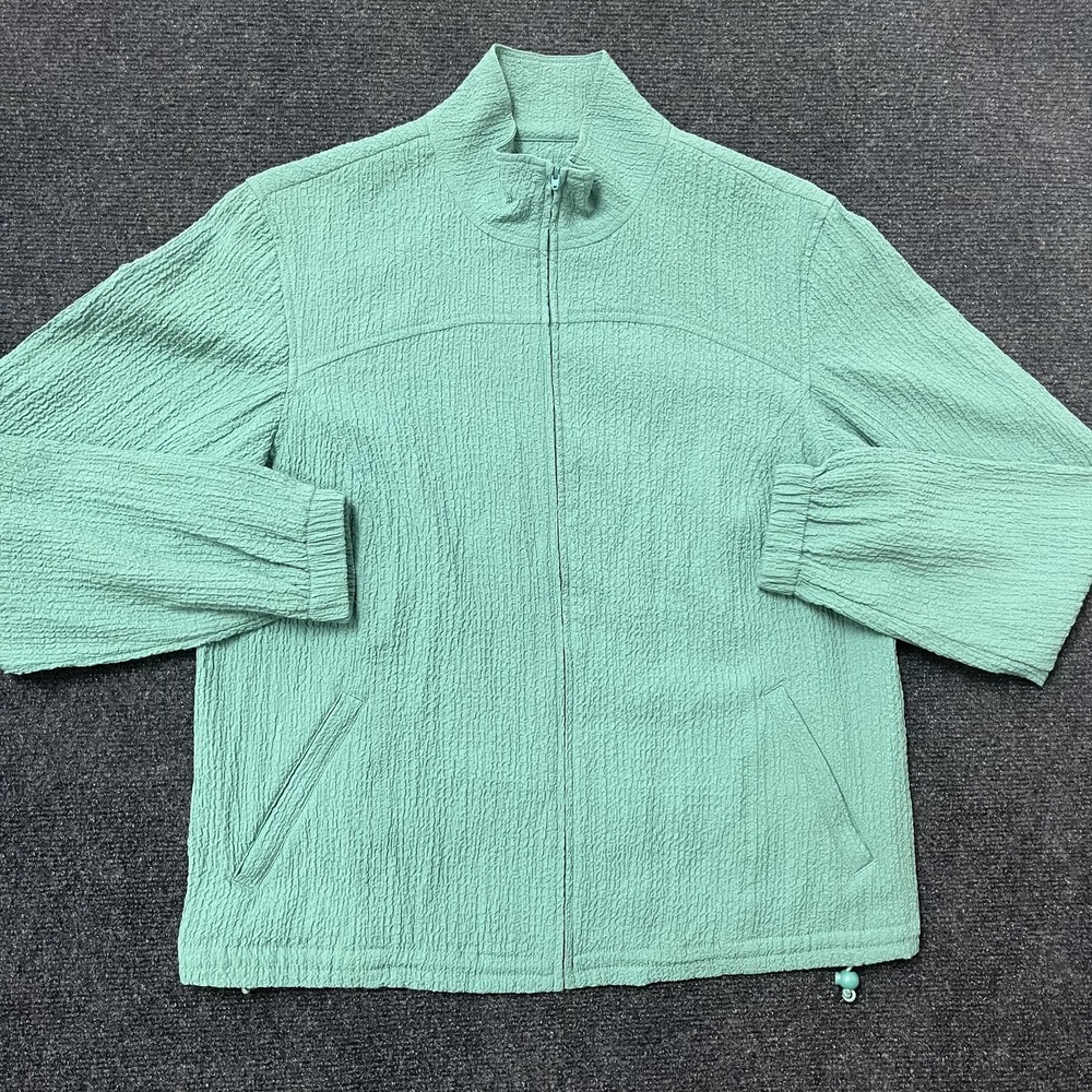 Orvis Jacket Womens Small Petite Green Crinkle Textured Full Zip Lightweight